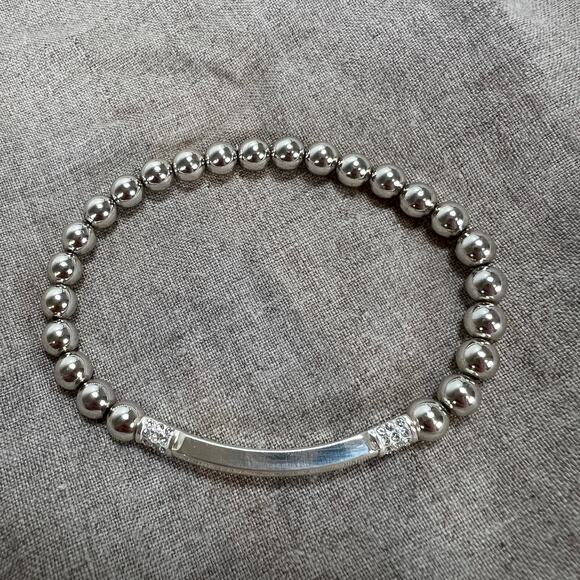 Brighton Meridian Love Petite Stretch Bracelet Silver Plated Rhinestones Loved - Picture 5 of 7
